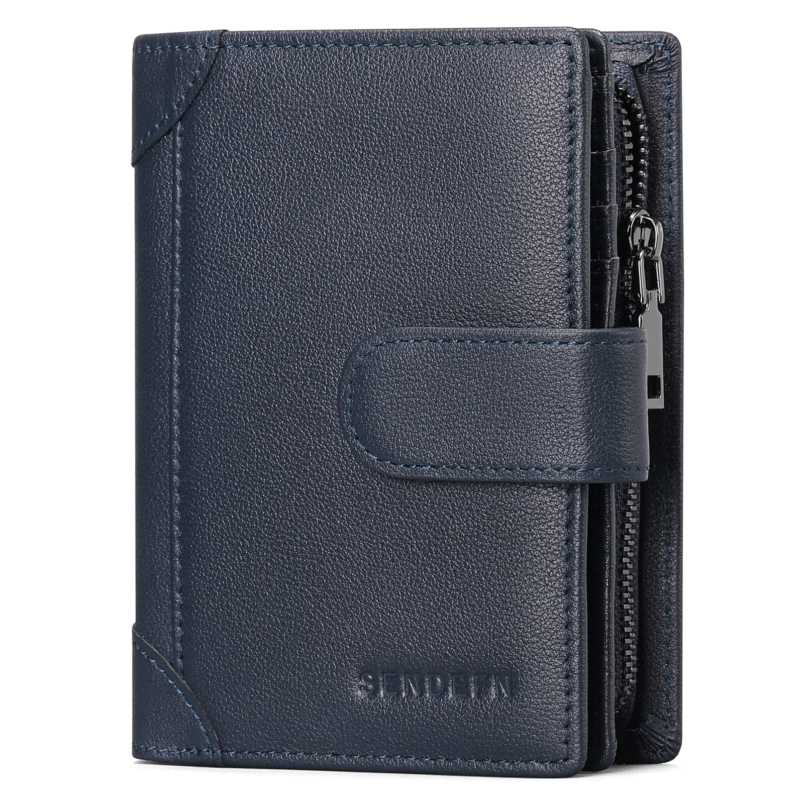 Men's RFID Blocking Genuine Leather Wallet with Zipper Card Holder  