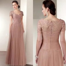 Mother of the Bride Dresses Deep Blush Sweetheart Full Length Short Sleeve Tulle