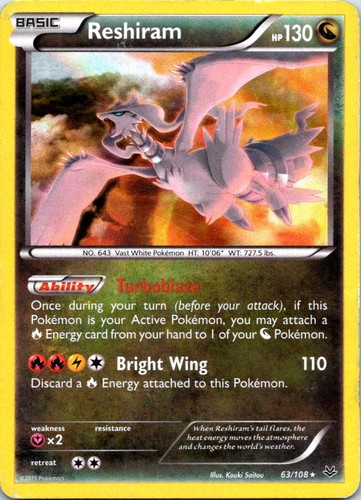 Reshiram Holo Rare XY - Roaring Skies 63/108 MP Pokemon
