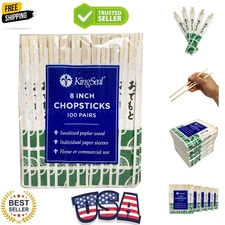 8 Inch Sustainable Poplar Wood Chopsticks - 500 Count, Wrapped in Paper Sleeves