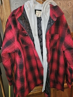Redhead Red/Black Buffalo Check Flannel Coat W Quilted Lining. Hooded Sz 3XL