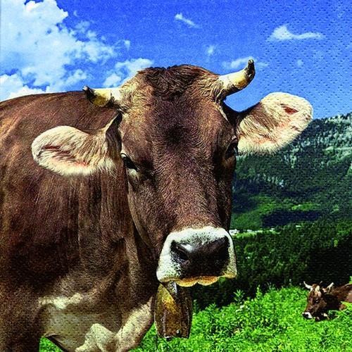 20 Servietten Cow Wally - Kuh in den Bergen Tiere Bayern bayrisch Alpen 33x33cm - Bild 1 von 1
