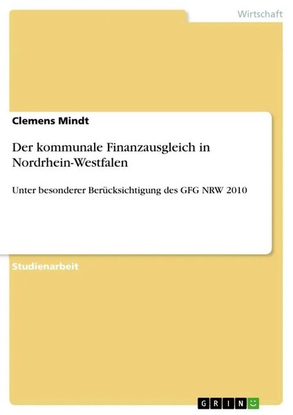 Clemens Mindt | Der Kommunale Finanzausgleich In Nordrhein-Westfalen | Buch-image
