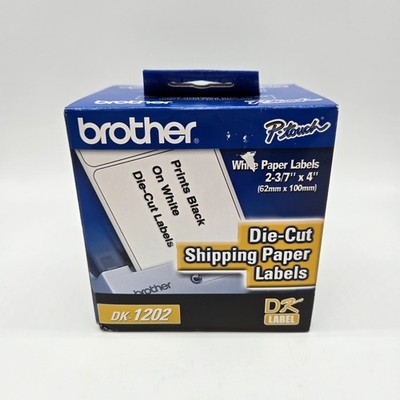 Brother DK-1202 White Paper Die-Cut Shipping Labels 300 Labels Roll Genuine OEM