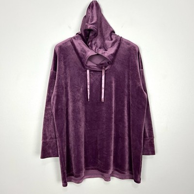 J. Jill Hooded Velour Pullover Sweatshirt Women s Size 1X PureJill Plush Cozy