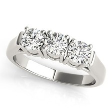 Lab Grown Round Diamond Trilogy Engagement Ring Platinum 0.50Ct - 2.00Ct DE/VS
