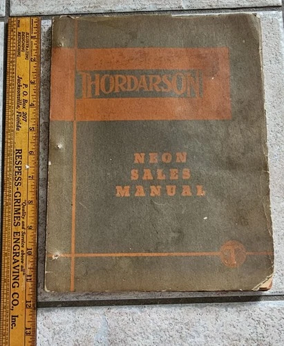 Vintage Neon Thordarson Sales Manual Sign Transformer Gas Oil Chevy Ford Drawing