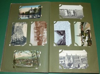 altes Jugendstil ANSICHTSKARTENALBUM ab 1900 mit 304 Ansichtskarten & Postkarten