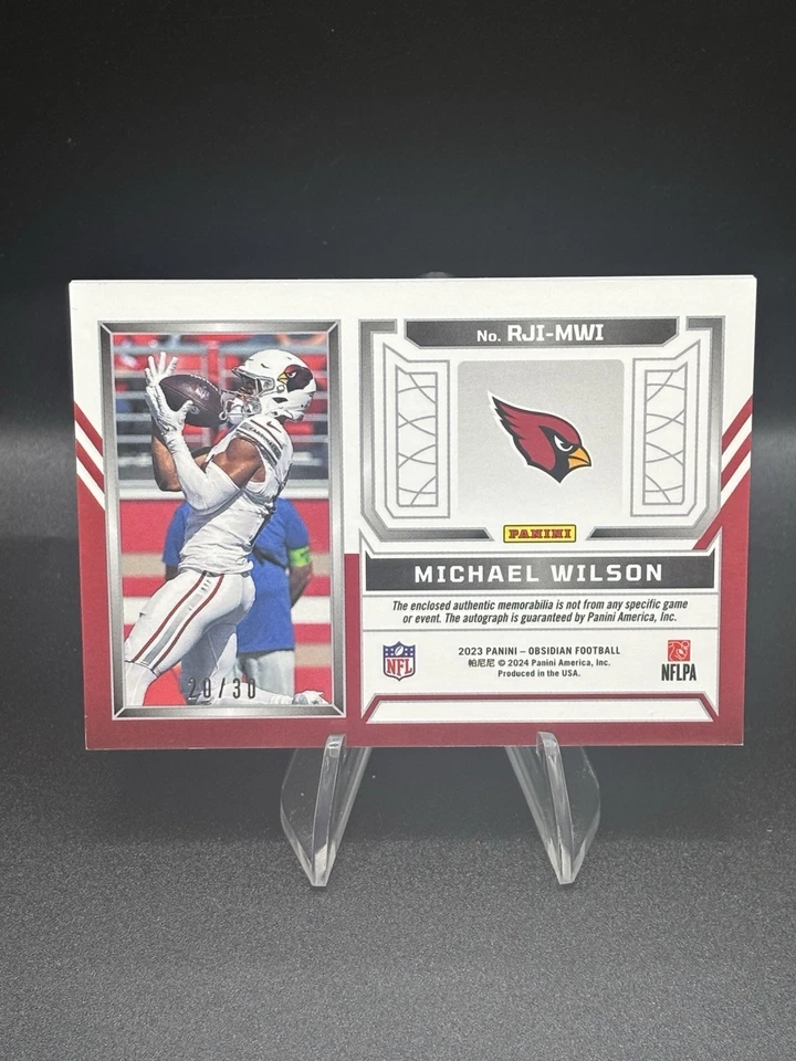 2023 Panini Obsidian Michael Wilson #362 Purple Flood Ink Rookie Card Auto /30 - Image 2 of 3