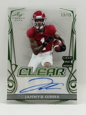 2023 Leaf Trinity - Clear Auto Jahmyr Gibbs #CA-JG1 Emerald Spectrum Foil /15...
