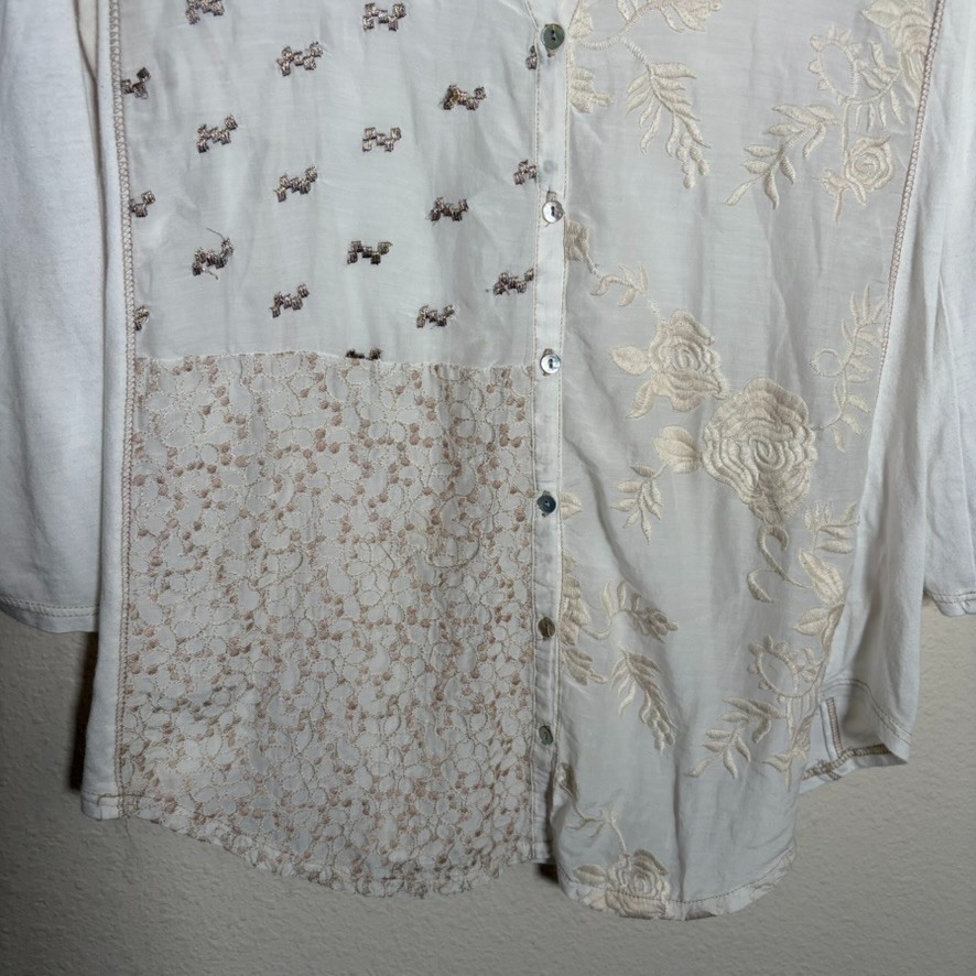 Tiny Blouse Women's Small Button Up Patchwork Boh… - image 4