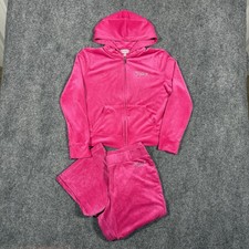 Vintage Y2K Juicy Couture Tracksuit Full Set Womens Large Velour Bling Hot Pink