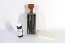 Vintage JustRite 10 Row Band Rubber Ink Stamp with Wood Handle and More...