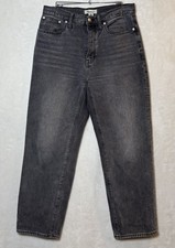Madewell The Dad Jean Size 27 Black Charcoal High Rise Relaxed Taper 100% Cotton