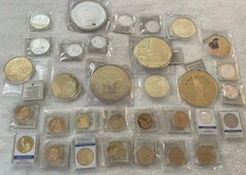 32 Proof COA  American Mint Replica Gold & Silver Plated Dollar Coin Oversized