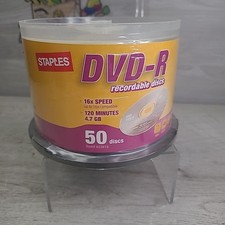 Staples DVD-R 4.7GB 120 Min 16X Blank Media Disc 50 Pack Sealed NEW