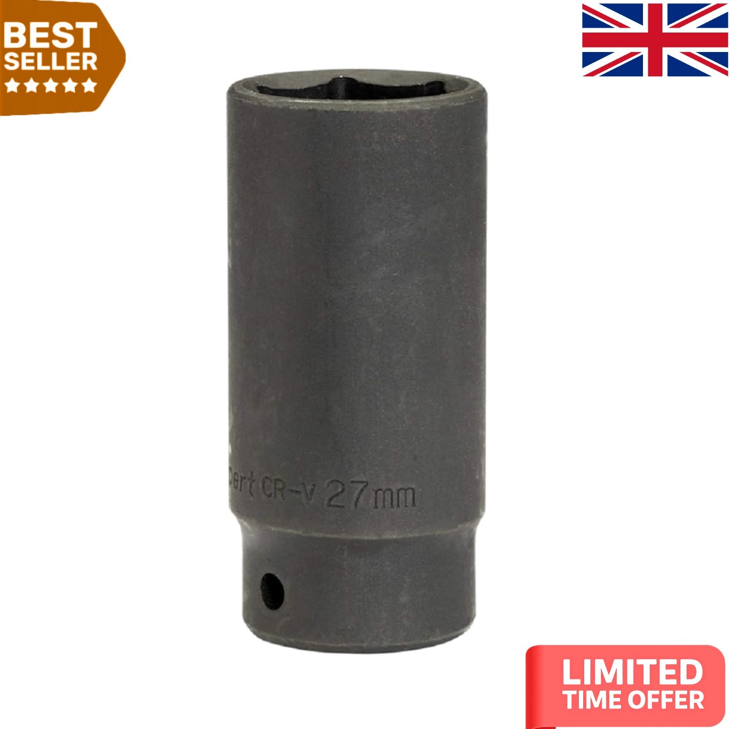 27mm 6-Point Hex Deep Impact Socket | Chrome Vanadium Steel, Oil-Rubbed Finish