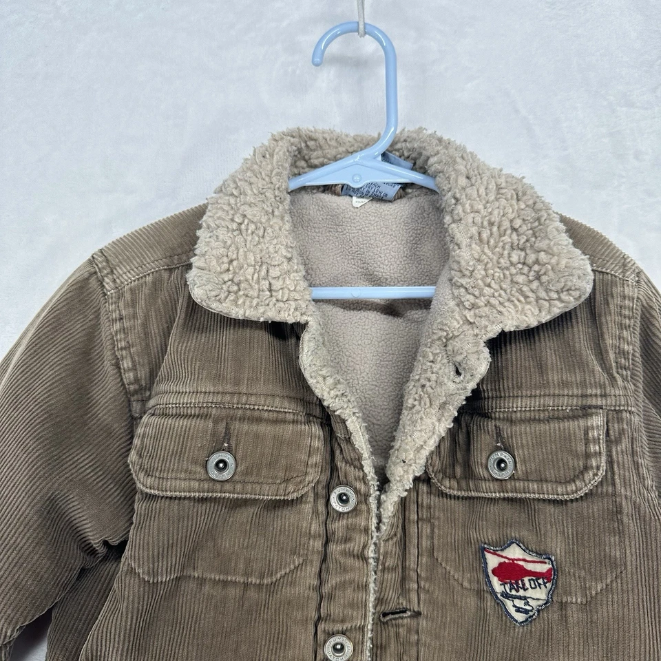 Chaqueta Parche Calabaza Vintage Niños 2T Pana Sherpa Cuello Envejecido Años 80 90 Foto 2 de 4
