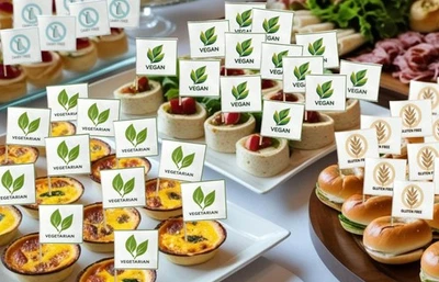 TOP TOPPERS Dietary Food flag picks Vegan Vegetarian Gluten Free Dairy Free Nut Free