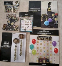 Happy New Year Decoration Lot. Door, Table, Light Up Lanterns, Picks, Bingo
