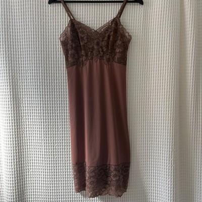 brown coquette dress Vintage Van Raalte cocoa slip 1960s size 32 lingerie retro 70% Rayon upload-20250512 SHEIN EZwear Plus Size Dress Length:REGULAR - 5'3