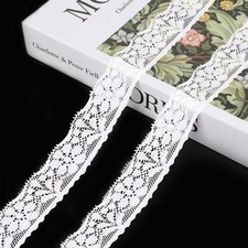 Elastic Lace Ribbon, 1 Inch Wide x 4.5 Yards 1 X Yards, Whitek