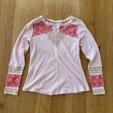 Sundance Shirt Womens Thermal Embroidered Boho Peasant Festival Geometric Top L