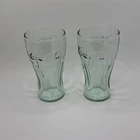 Libbey COCA-COLA Juice Glasses SET of 2 GREEN 6 oz 4.5" Vintage Coke