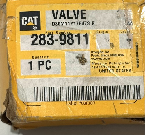 NEW GENUINE CAT 283-9811 VALVE Caterpillar 2839811 - Picture 5 of 5