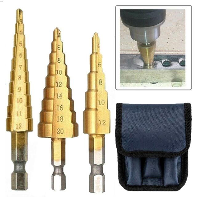 Step Cone Drill Bit Hole Saw Cutter Dint Tool Hex Shank For Brass Wood Plastic