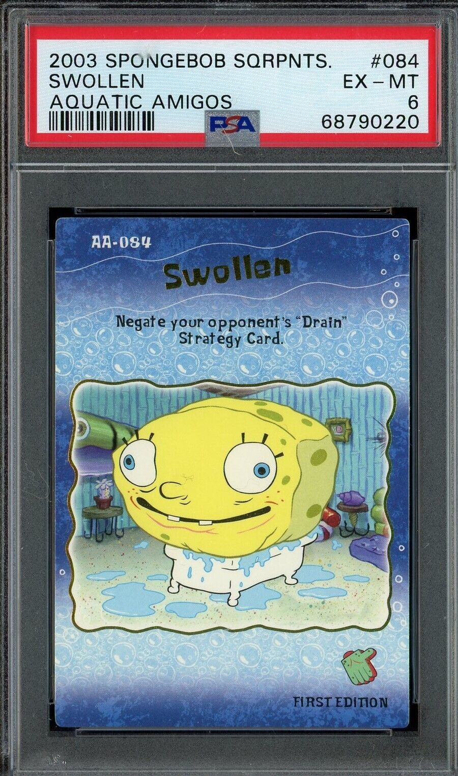 2003 UD Spongebob Squarepants Aquatic Amigos Swollen Gold Rare Card PSA 6  AA-084