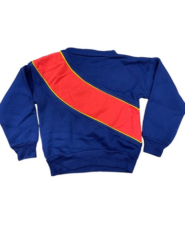 Kids Corvette Size 4 Sweatshirt Vintage 90s Navy Red Colorblock - Picture 3 of 8