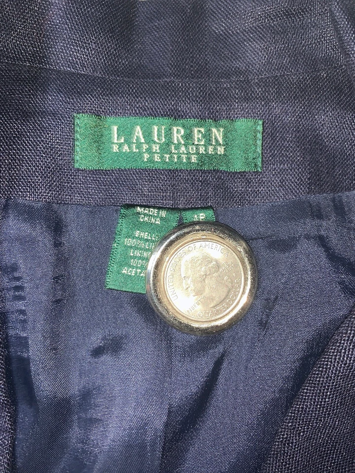 Preowned- Lauren Ralph Lauren Linen Blazer Womens (Size 4P) - Image 3 of 4