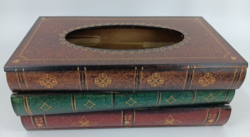 Tissue Box Holder Faux Stack of Books size 10x5.5x4