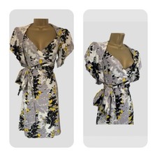 Karen Millen VINTAGE UK10 EU38 US8 Silk Floral Grey Fit & Flare Dress B34”W28
