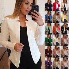 PLUS SIZE Womens Ladies Long Sleeve Front Open Blazer Suit Work Jacket Coat Tops
