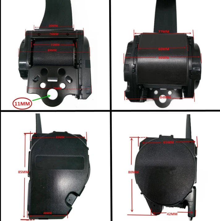 2x Retractable 3 Point Safety Seat Belt Straps Front Auto Vehicle Adjustable Foto 2 de 4