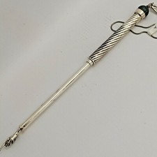 TORAH YAD POINTER HANDMADE STERLING SILVER SMOOTH WAVY DESIGN Made By S.GHATAN