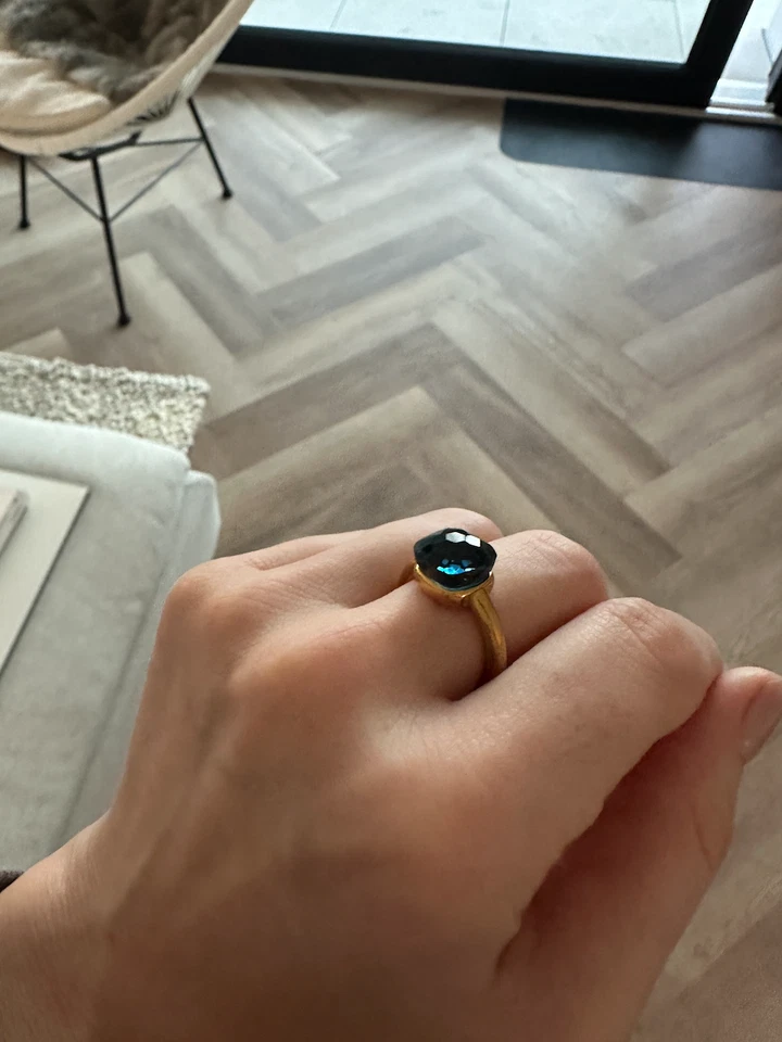 Ring Gr. 54 18k vergoldet Stein Aquamrin farben Quartz Nudo - Bild 4 von 4