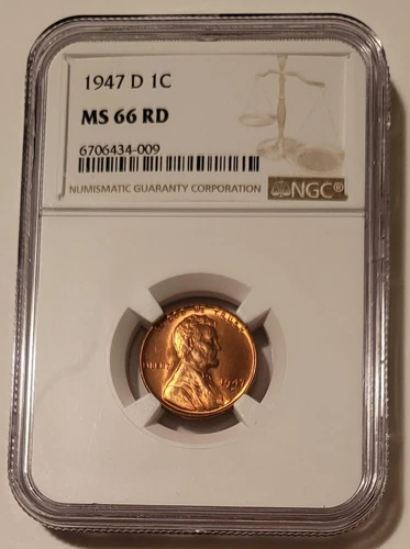 1947 D Lincoln Wheat Cent MS66 RED NGC