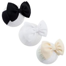 ONENINEDREAM 6'' Large Tied Bow Baby Headbands Handmade 1-Black/White/Beige