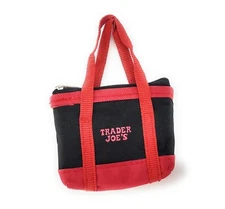 New Trader Joe's Red Black Mini Micro Tote Folded 2 in 1 Reusable Shopping Bag