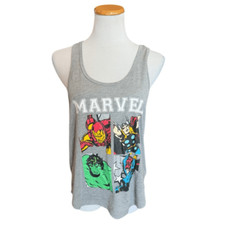 Womens Marvel Comics Slate Gray Cartoon Strip Tank Top - Sz L