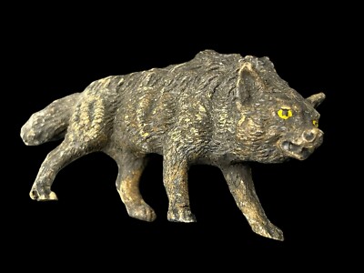Antique Vintage Germany Composition Elastolin Wolf Animal Figurine 4''