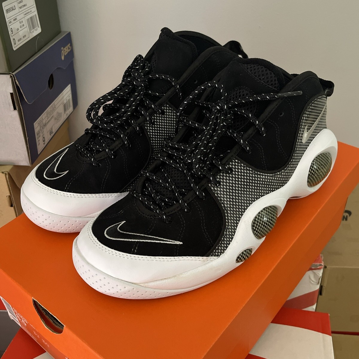 SIZE 8.5 NIKE AIR ZOOM FLIGHT PREMIUM BLACK WHITE GREY 317810-011