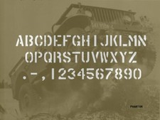 POCHOIR MARQUAGE REUTILISABLE  ALPHABET 4 US ARMY 1 POUCE 2.54CM jeep willys