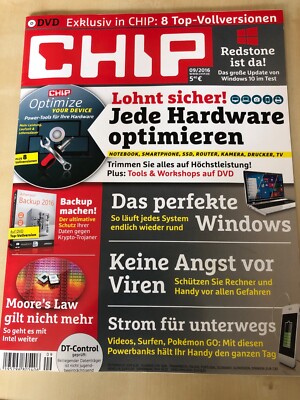 Chip 9/2016 + DVD 8 Vollversionen Optimize your Device - NEU ungelesen