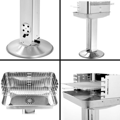 Edelstahlsaulengrill Camping Standgrill Saulengrill Holzkohlegrill Trichtergrill - Bild 6 von 7