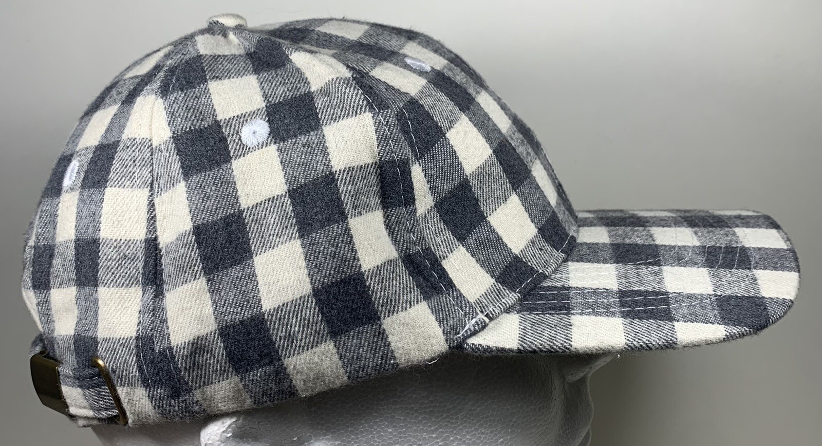 Checkered Blank Hat Gingham Checked Pattern Gray … - image 5
