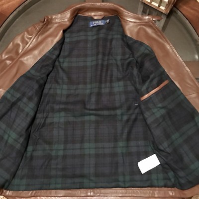 Ralph Lauren Barracuda 100% Leather Jacket Size Medium BROWN Brand